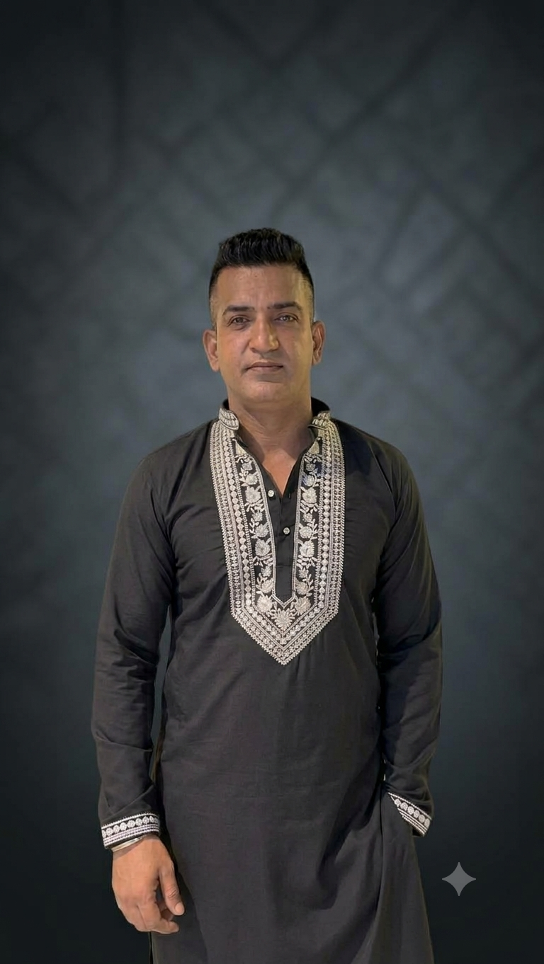 Men’s Black Embroidered Kurta – Premium Ethnic Wear