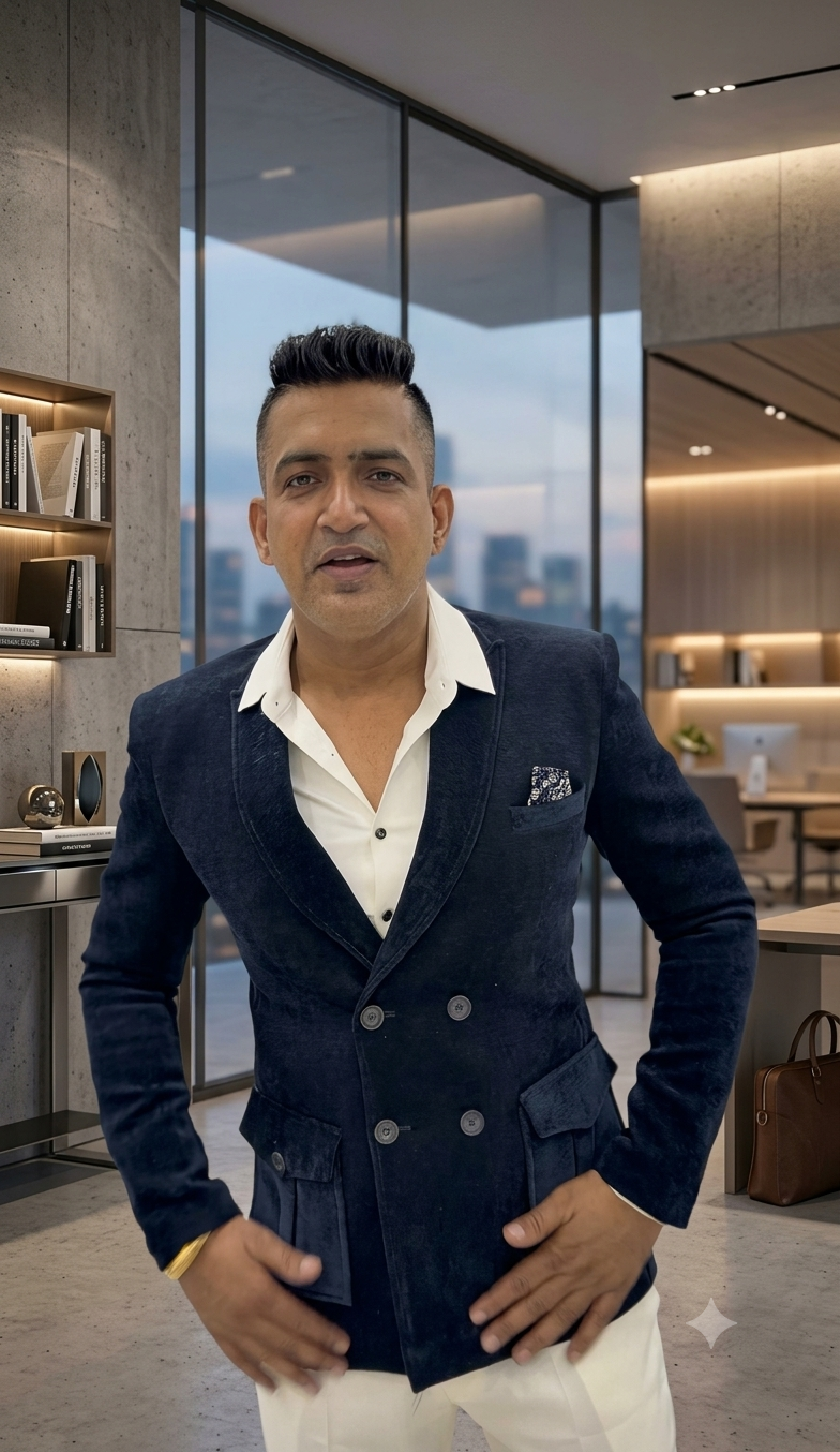 Premium Navy Blue Double-Breasted Velvet Blazer for Men | Luxury Party Wear & Formal Style