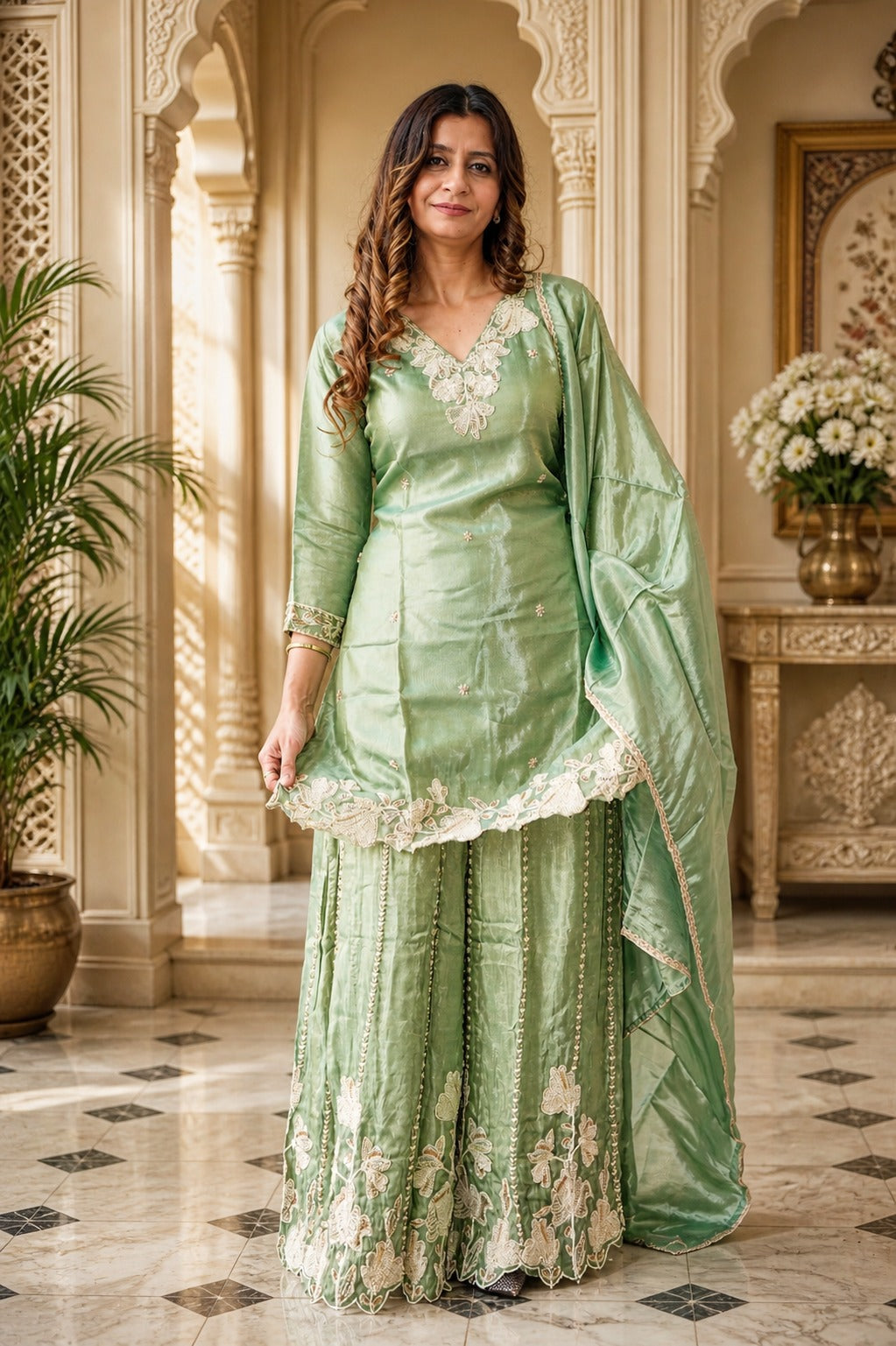 Light Yellow Embroidered Kurta with Dupatta – Elegant Ethnic Wear