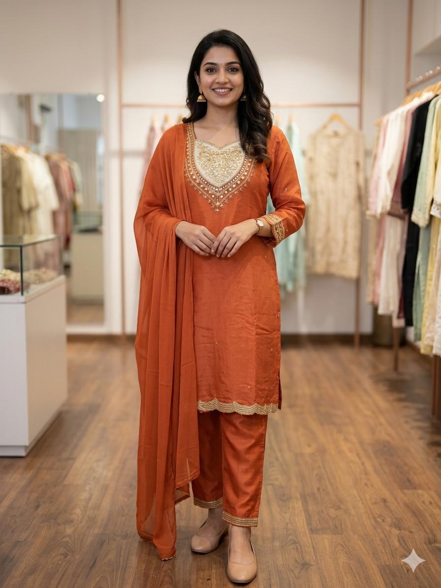 Women’s Designer Embroidered Kurta Pant Set – Festive & Wedding Wear
