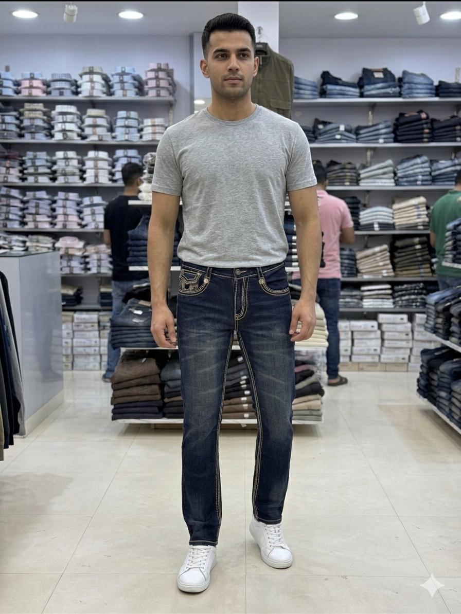 Men’s Dark Blue Straight Fit Jeans – Premium Casual Denim for Everyday Style