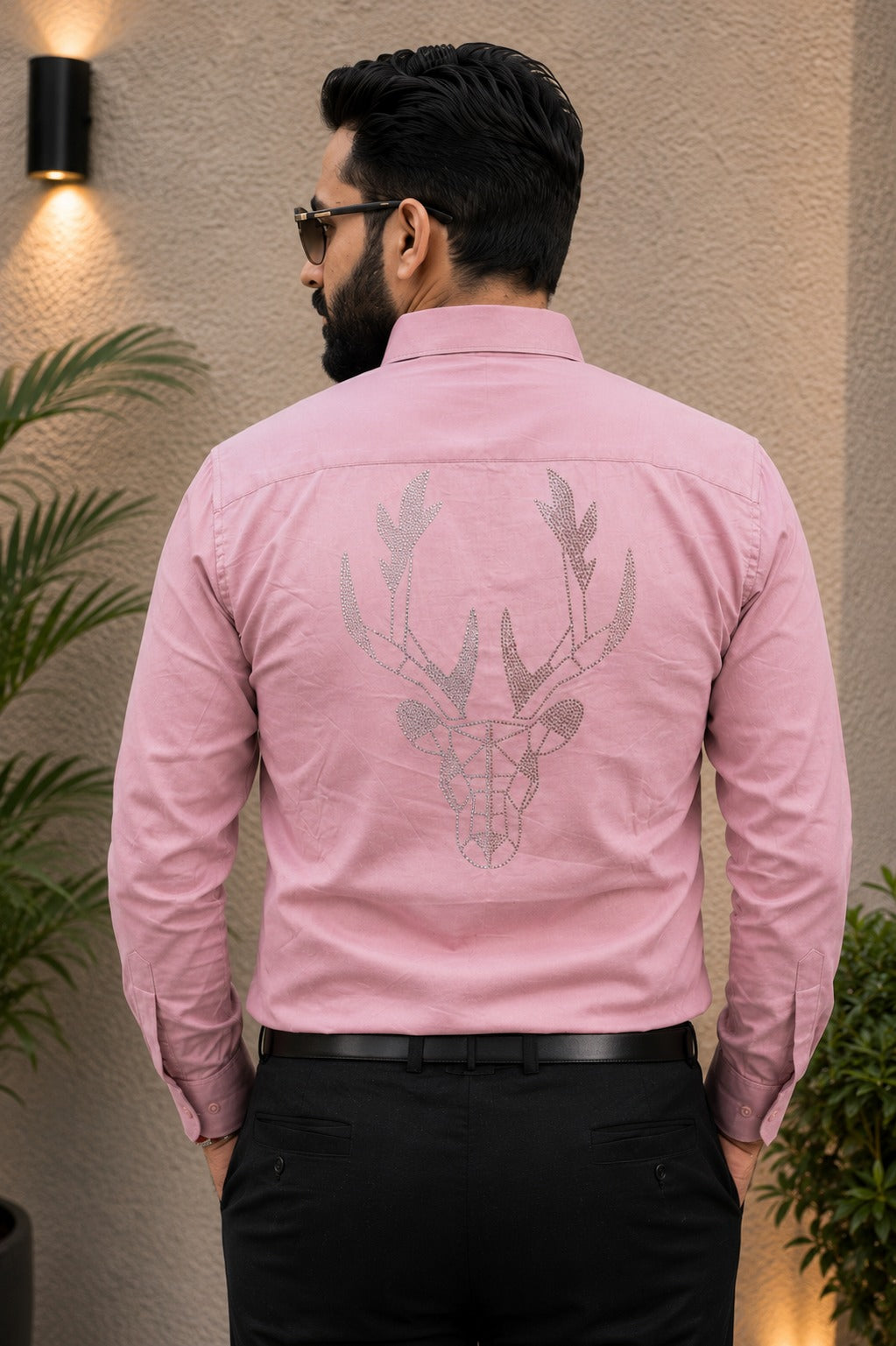 Men's Formal Combo: Pink Shirt & Black Trousers