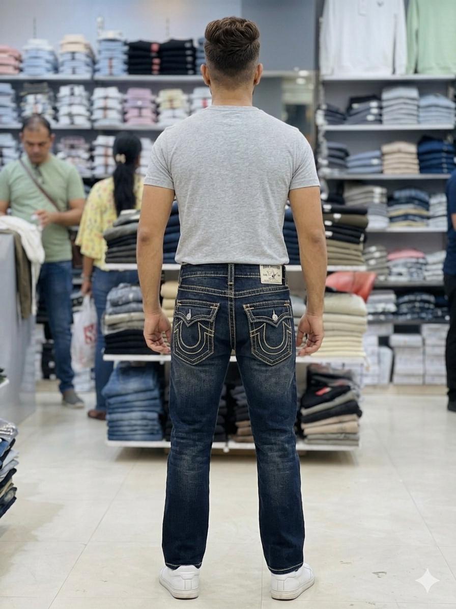 Men’s Dark Blue Straight Fit Jeans – Premium Casual Denim for Everyday Style