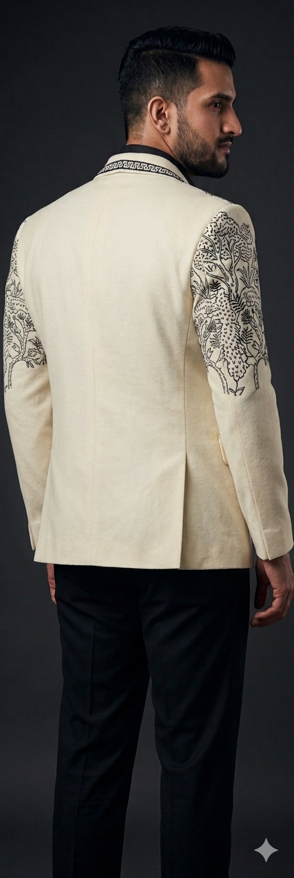 Ivory Embroidered Statement Blazer